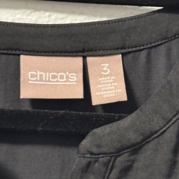 Chicos Womens Black Sleeveless V-Neck Tunic Size XL Polyester blouse top tunic - Picture 3 of 10